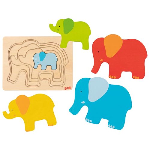 Puzzle stratificat Elefantii, +2 ani, Goki
