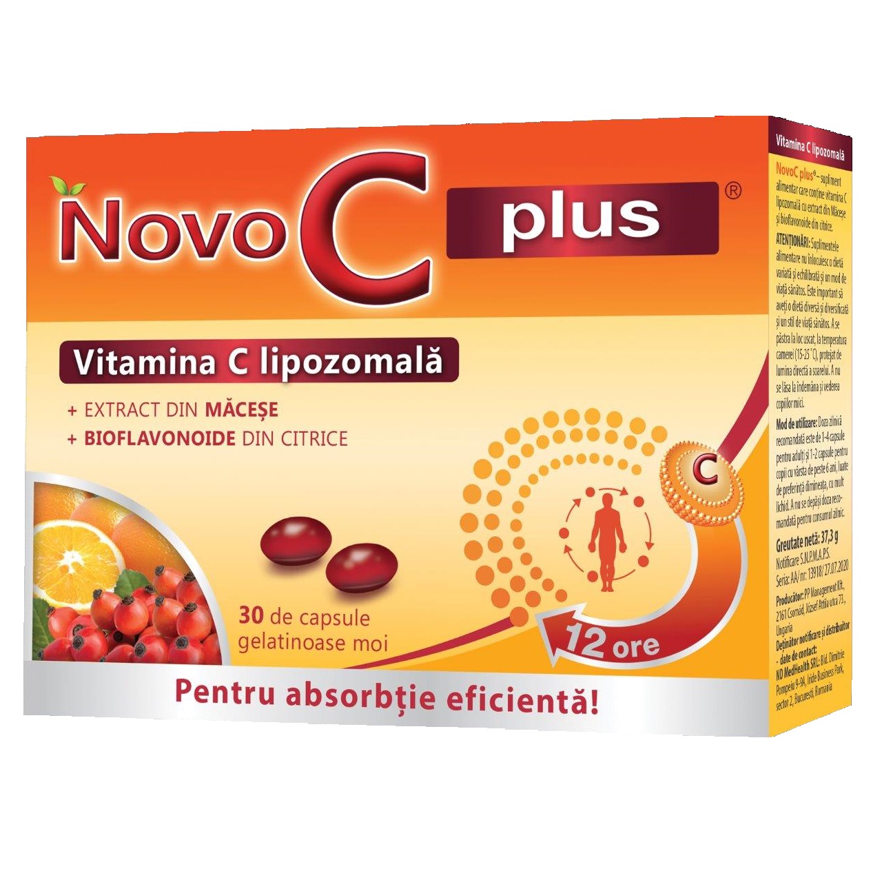 Vitamina C Lipozomala, 30 capsule, NovoC Plus