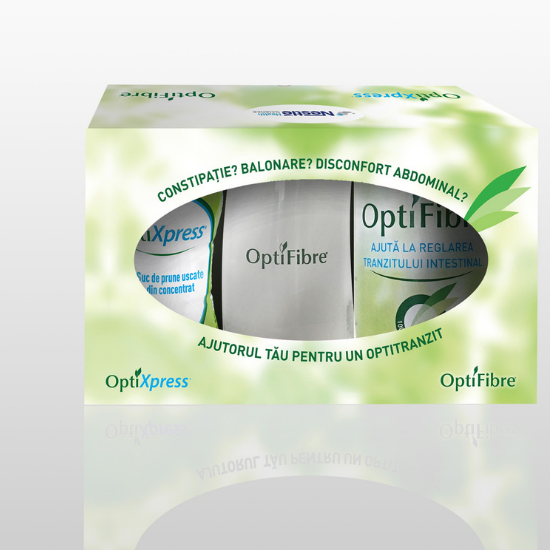 Pachet OptiXpress 200 ml + OptiFibre 125 g + Pahar