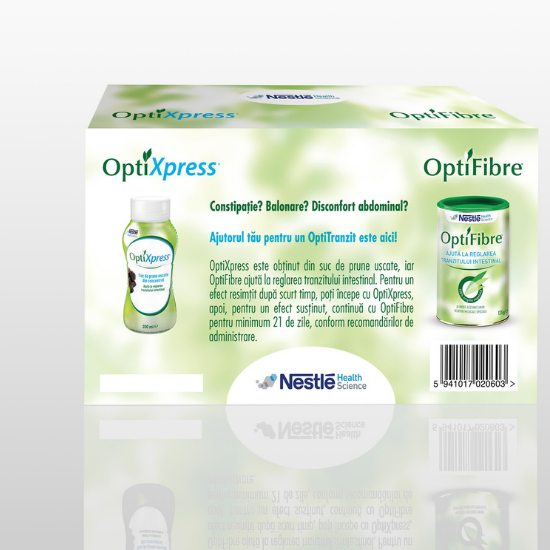 Pachet OptiXpress 200 ml + OptiFibre 125 g + Pahar, Nestle 484909