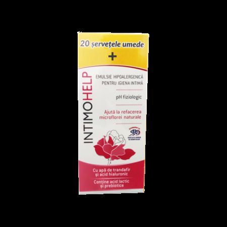 Pachet Emulsie hipoalergenica pentru igiena intima IntimoHelp, 400 ml + Servetele umede, 20 bucati
