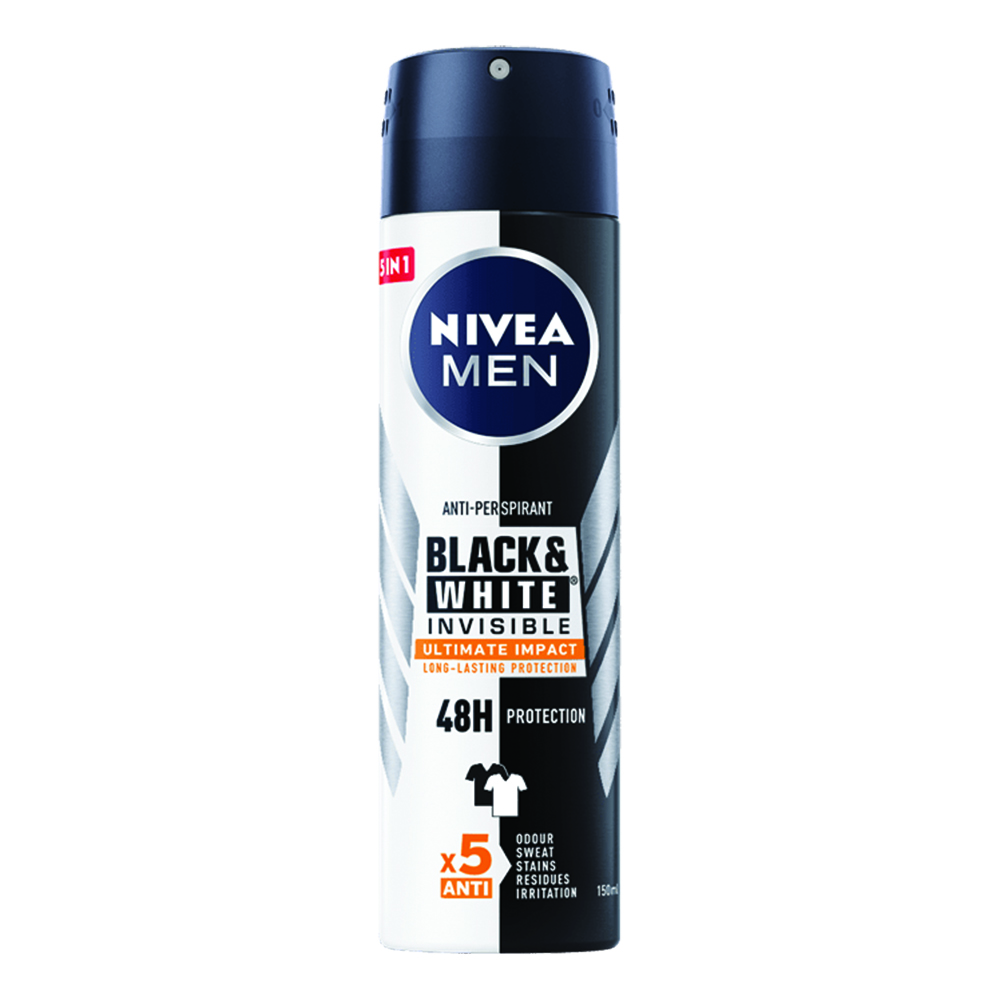 Deodorant spray Black&Invisible Ultimate Impact, 150 ml, Nivea Men
