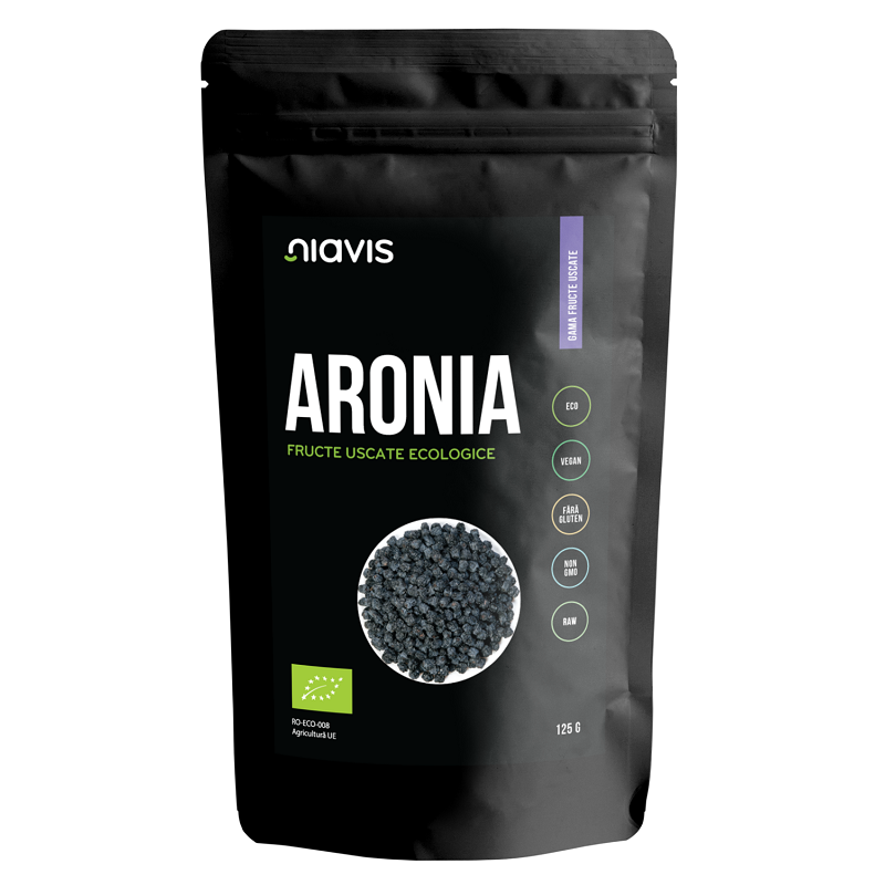 Aronia fructe uscate Raw Ecologice, 125 g, Niavis Bio