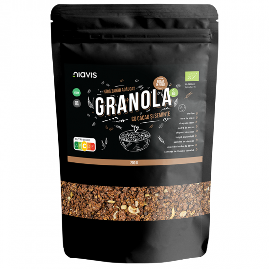 Granola Bio cu cacao si seminte, 200g, Niavis Bio