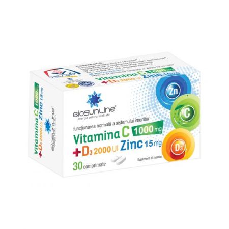 Vitamina C 1000 mg + D3 2000 UI + Zinc 15 mg