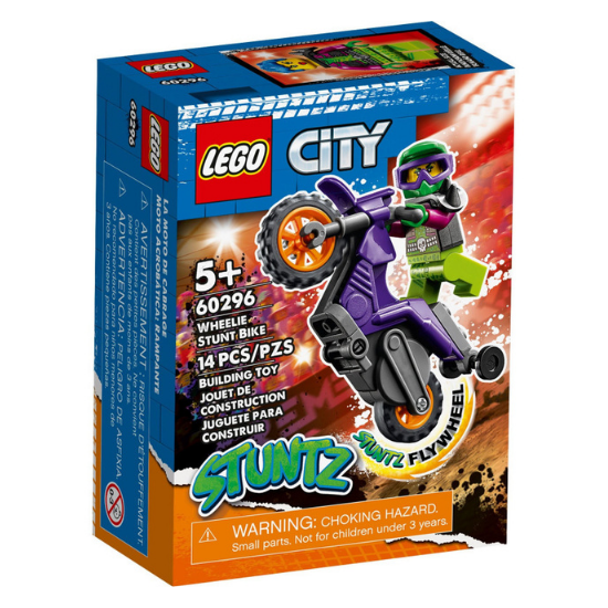 Motocicleta de cascadorii Wheelie Lego City, +5 ani, 60296, Lego