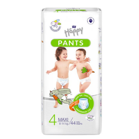 Scutece Pants Maxi, Nr.4, 8-14 kg, 44 bucati, Happy