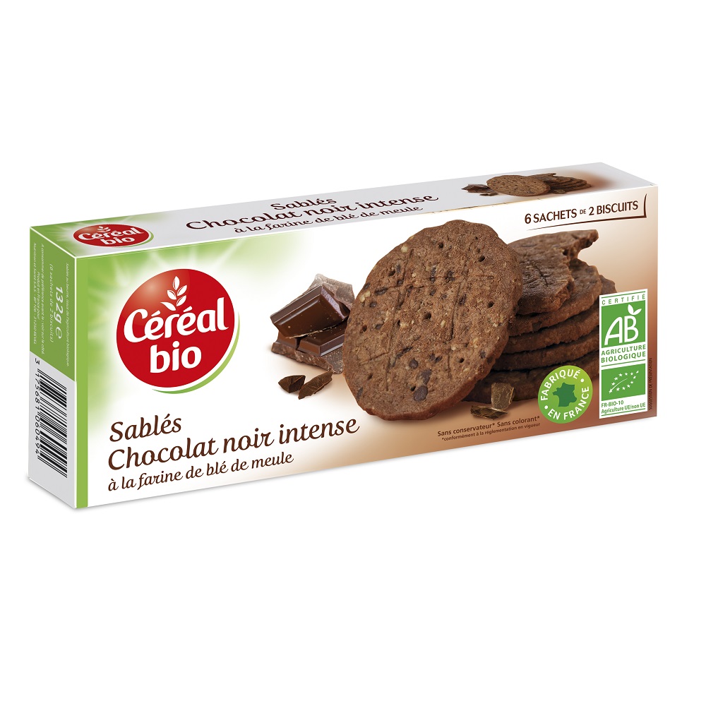 Biscuiti Bio cu ciocolata neagra, 132 g, Cereal Bio