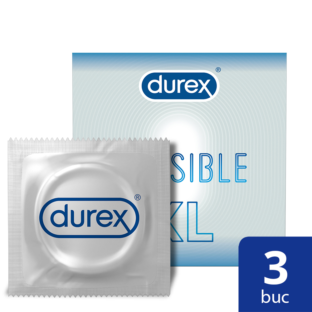 Prezervative Invisible XL, 3 buc, Durex