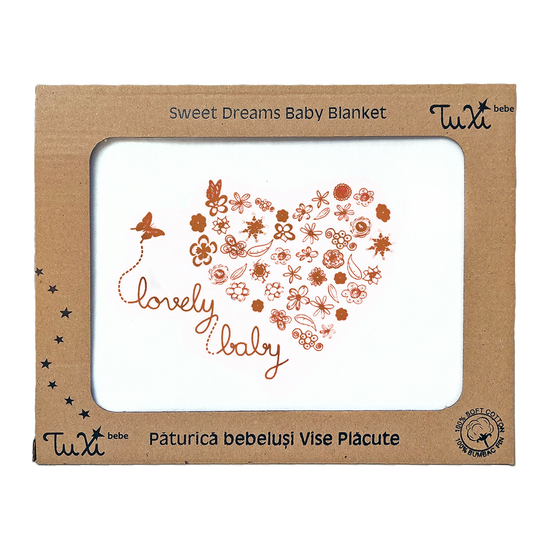 Paturica Sweet Dreams Lovley Baby, 70x90 cm, Alb-Maron, Tuxi Brands