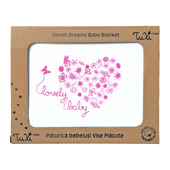Paturica Sweet Dreams Lovley Baby, 70x90 cm, Alb-Roz, Tuxi Brands