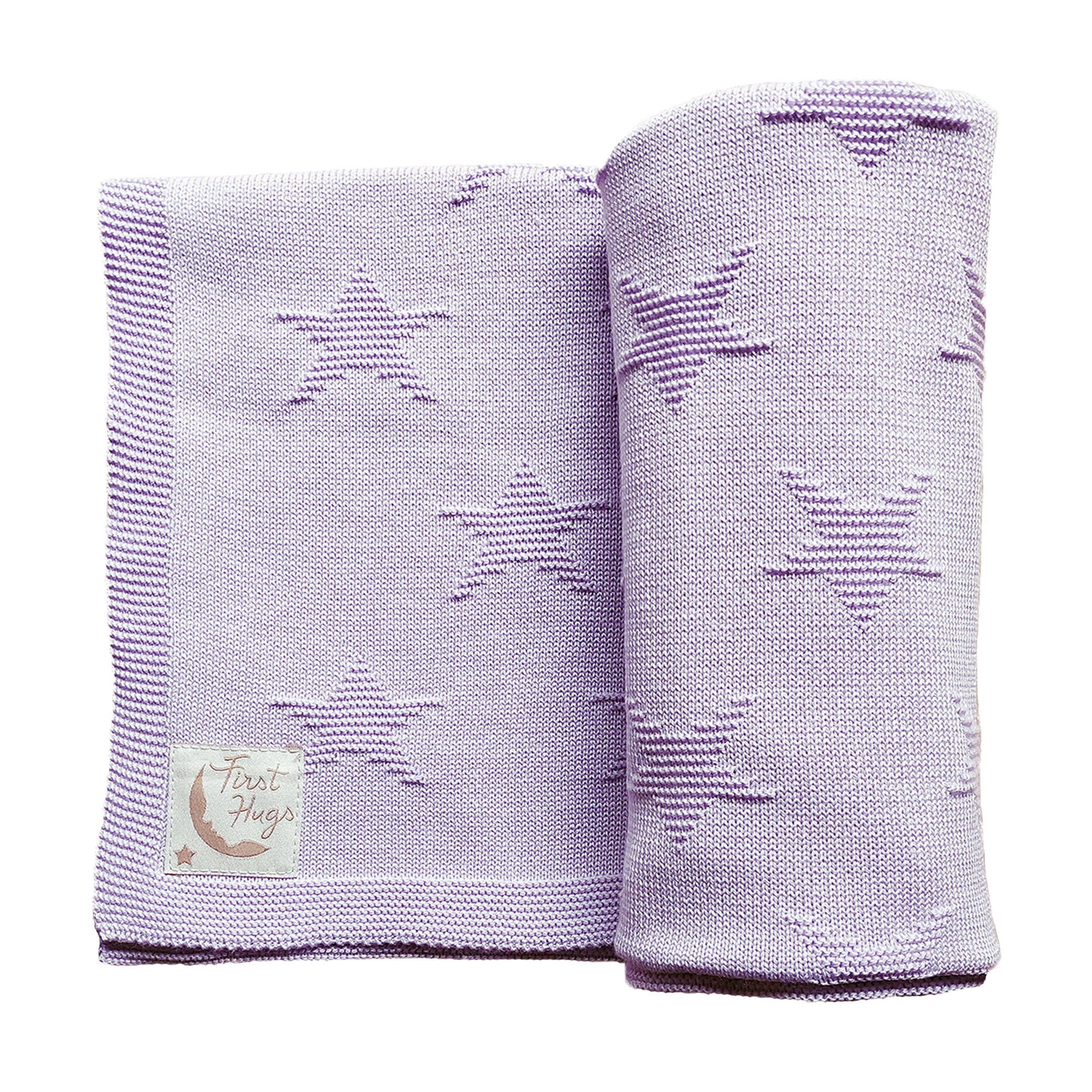 Paturica tricotata First Hugs New Star, 80x100 cm, Lavanda, Tuxi Brands