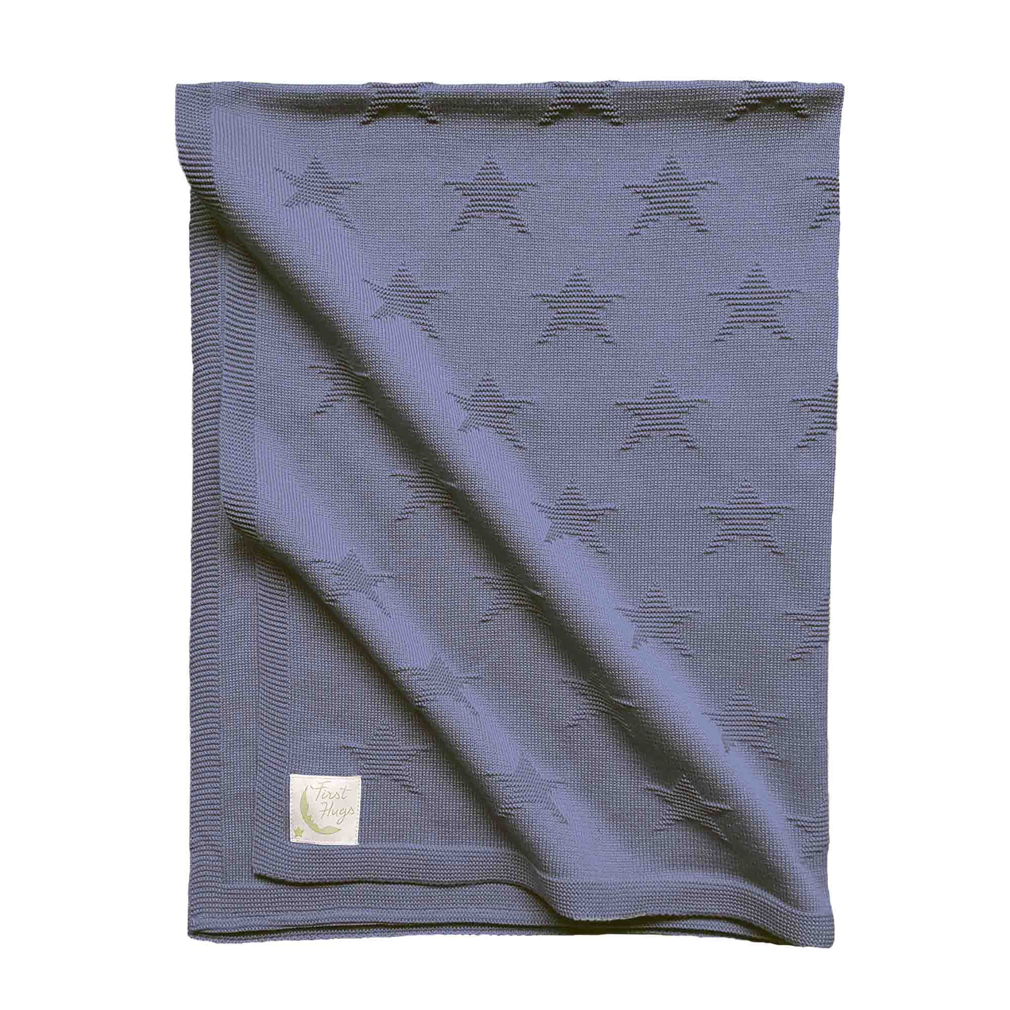 Paturica tricotata First Hugs New Star, 80x100 cm, Blue Sky, Tuxi Brands