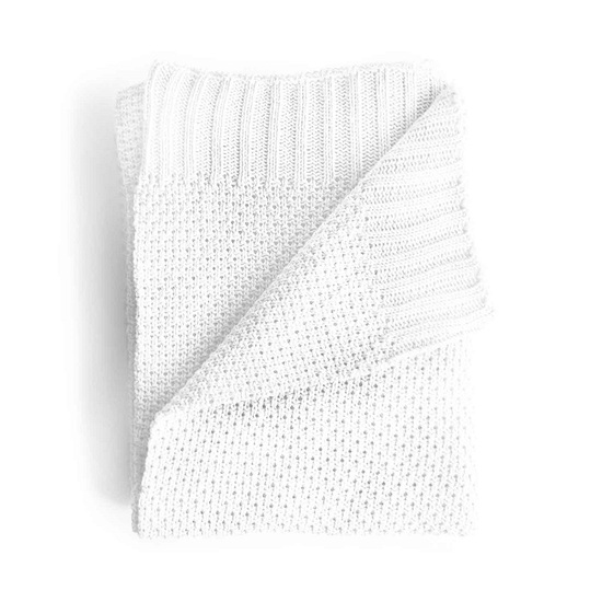 Paturica tricotata din bumbac Moss, 80x100 cm, Bianco, Tuxi Brands