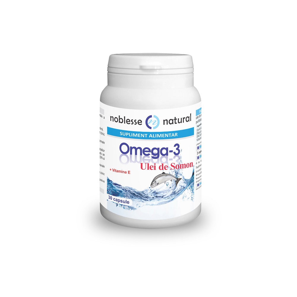 Omega 3 Forte ulei somon  cu Vitamina E, 30 capsule, Noblesse
