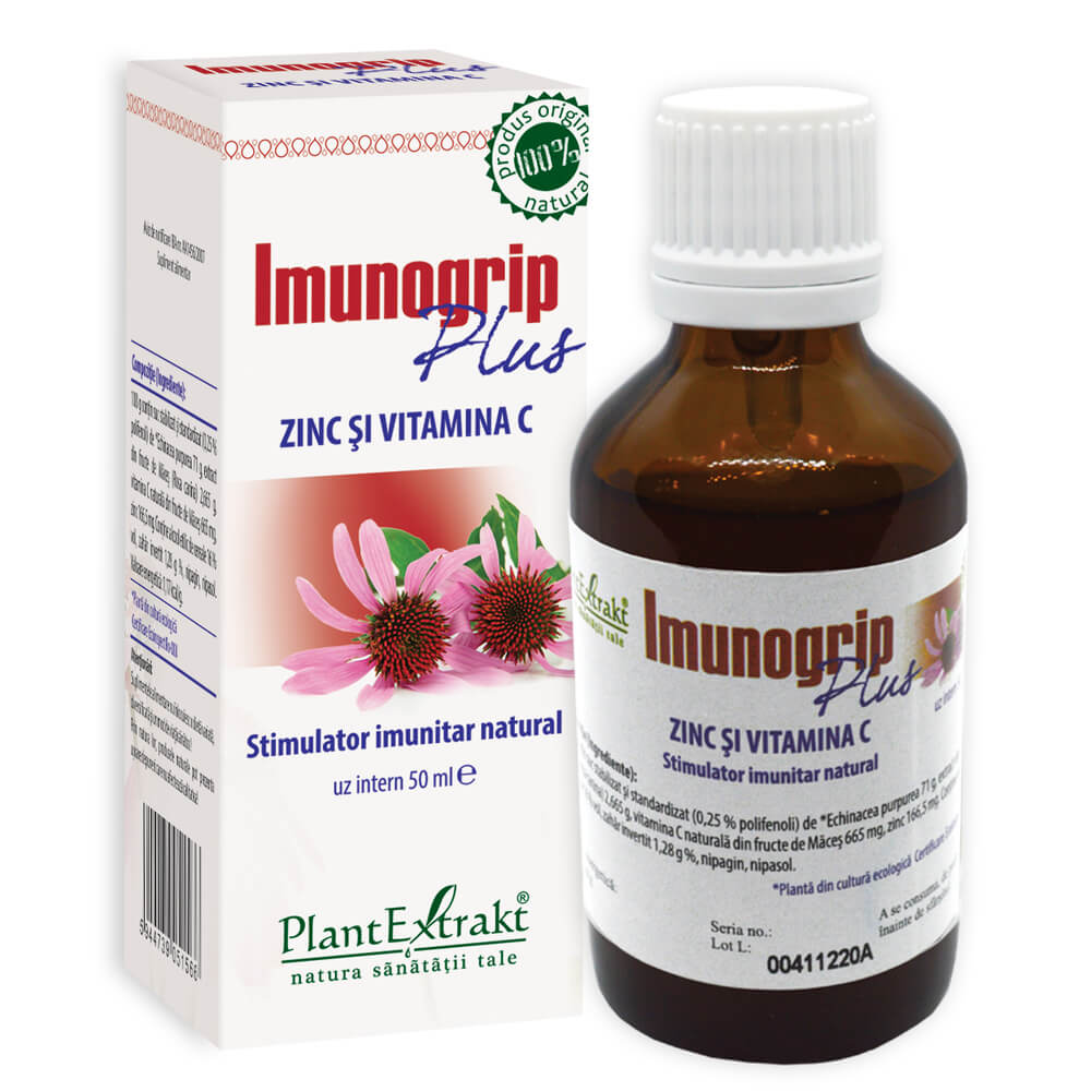 Imunogrip plus Zinc si Vitamina C, 50 ml, Plant Extrakt