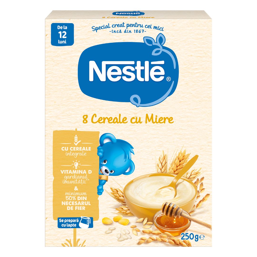Mix 8 cereale cu miere Infant Cereals, +12 luni, 250 g, Nestle 534340
