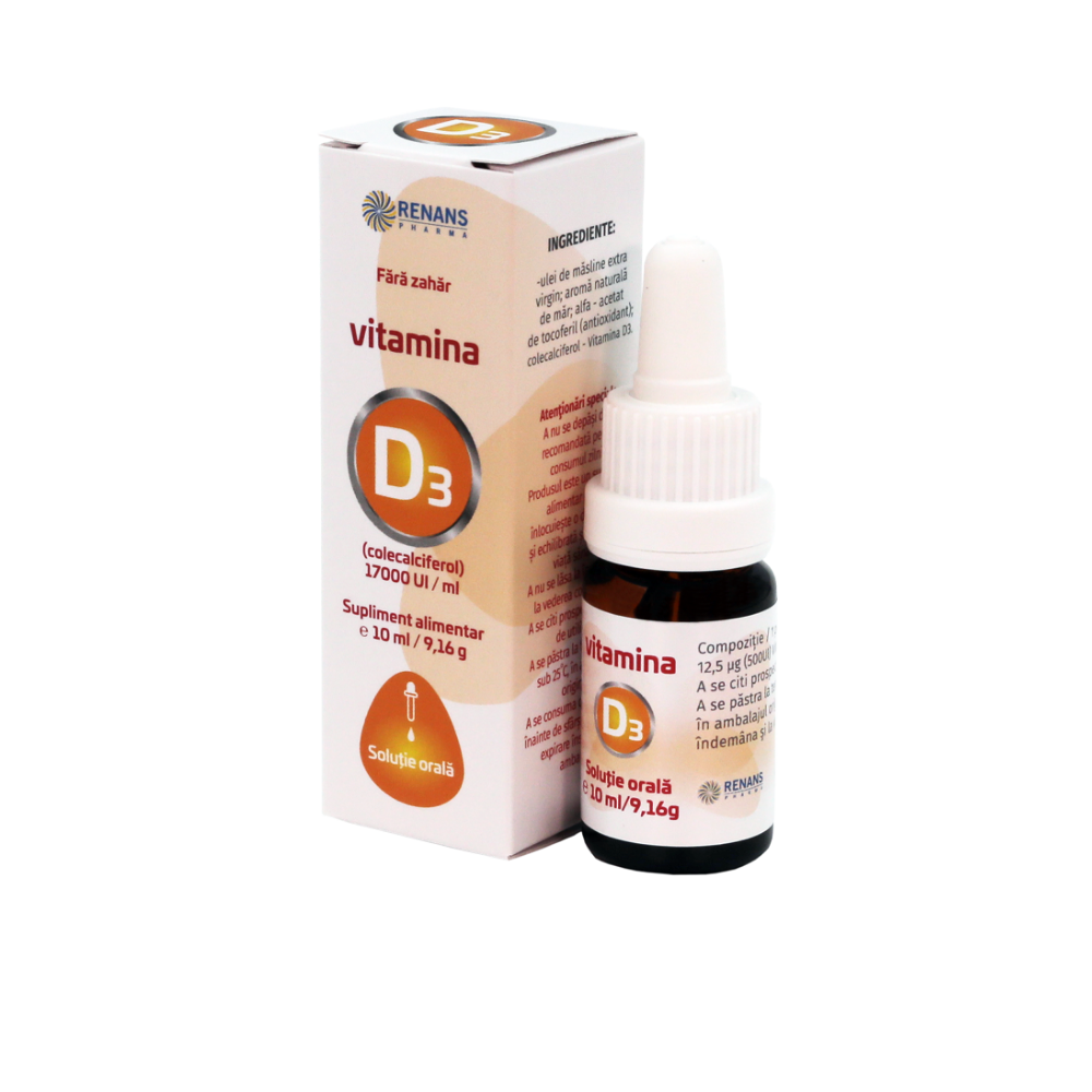  Vitamina D3 solutie 17000 UI/ml, 10 ml, Renans 