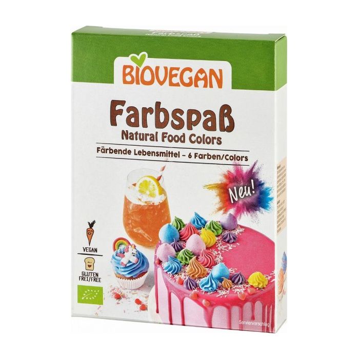 Colorant alimentar bio pentru prajituri Bucuria culorilor, 6x8 g, Biovegan