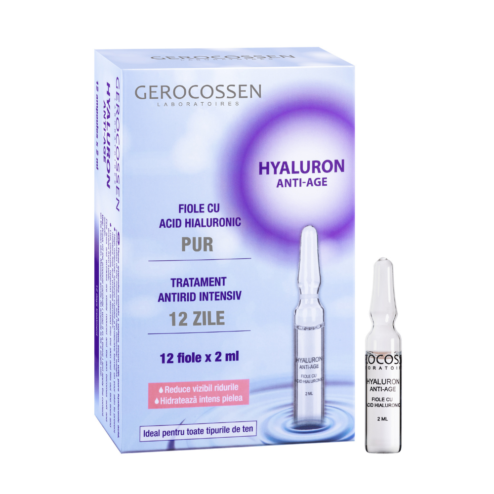 Fiole cu acid hialuronic pur Hyaluron Anti-Age, 12x2 ml, Gerocossen