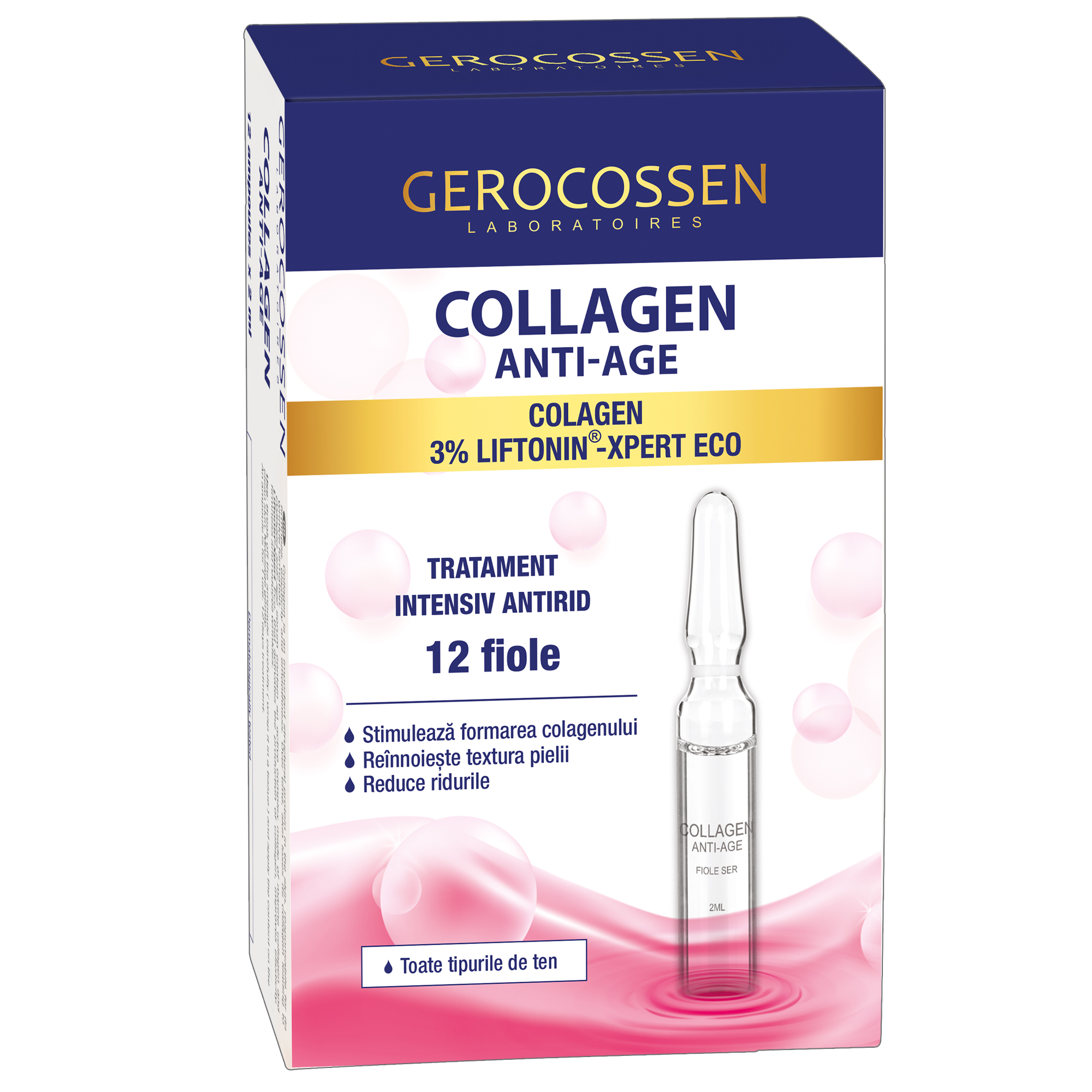 Fiole tratament antirid intensiv Collagen Anti-Age, 12x2 ml, Gerocossen