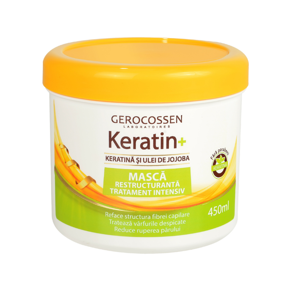 Masca tratament intensiv cu keratina si ulei de jojoba, Keratin+, 450 ml, Gerocossen