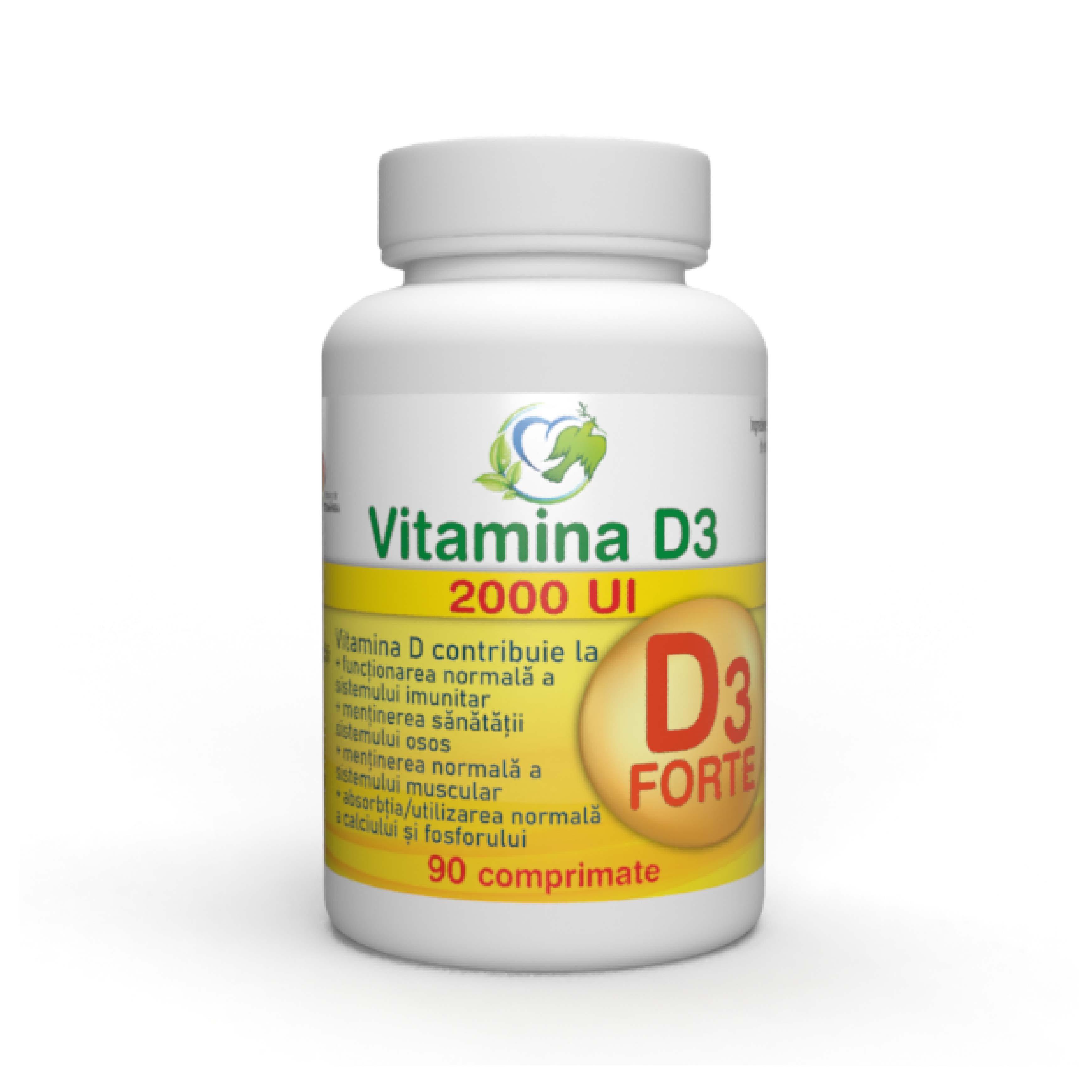 Vitamina D3 Forte 2000 UI, 90 comprimate, Justin Pharma
