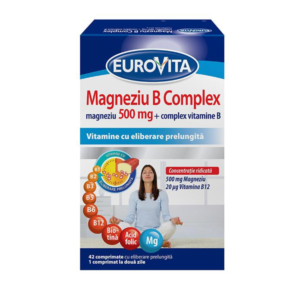 Magneziu B Complex, 500 mg, 42 comprimate, Eurovita