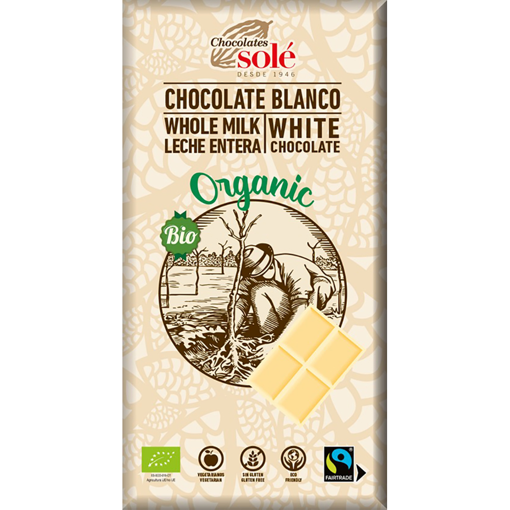 Ciocolata alba bio, 100 g, Chocolates Sole