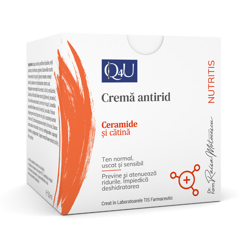 Crema antirid cu ceramide si catina Q4U, 50 ml, Tis Farmaceutic