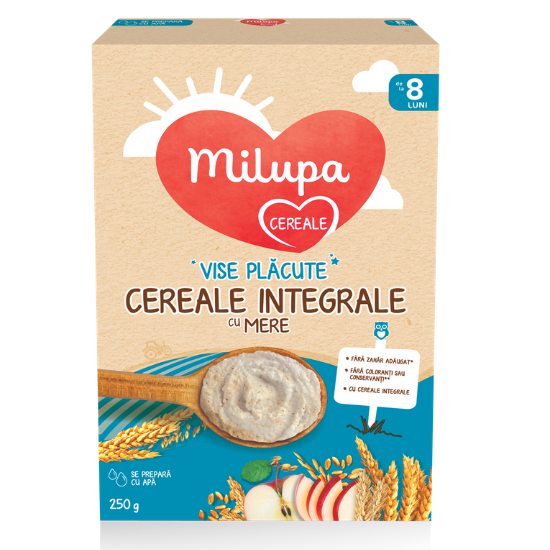 Cereale Integrale cu mere Vise Placute , +8 luni, 250 g, Milupa