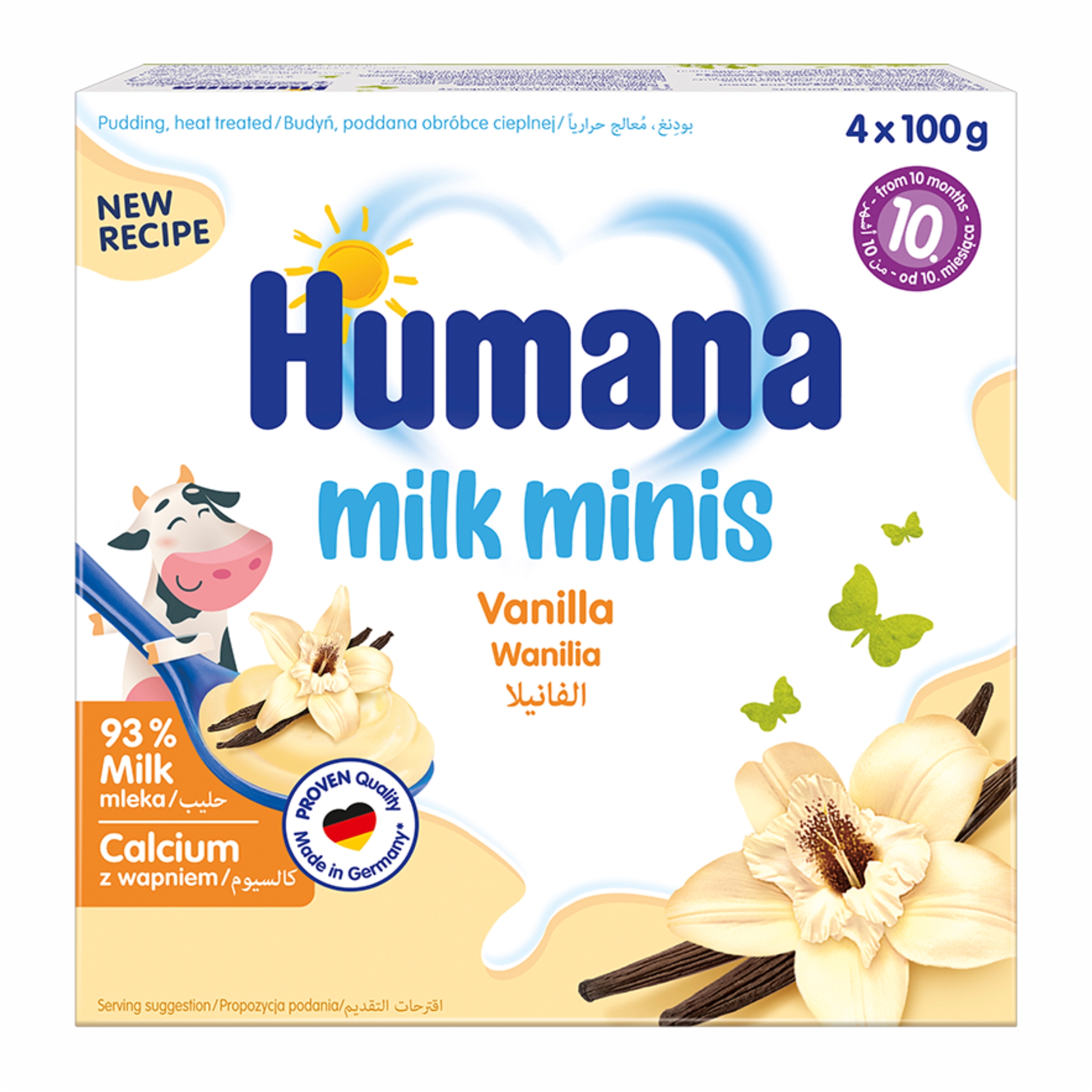 Budinca cu aroma de vanilie Milk Minis, +10 luni, 4x100 g, Humana