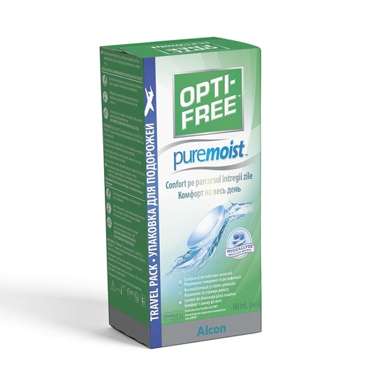Solutie dezinfectanta cu multiple utilizari Opti-Free Pure Moist, 90 ml, Alcon