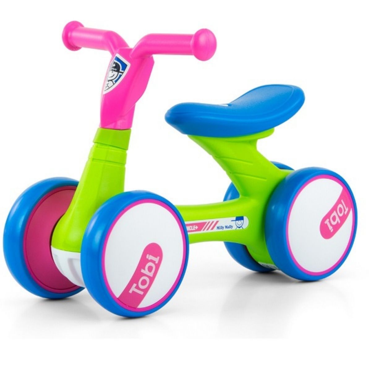 Bicicleta fara pedale pentru copii Ride-On Tobi, Pink Green, Milly Mally