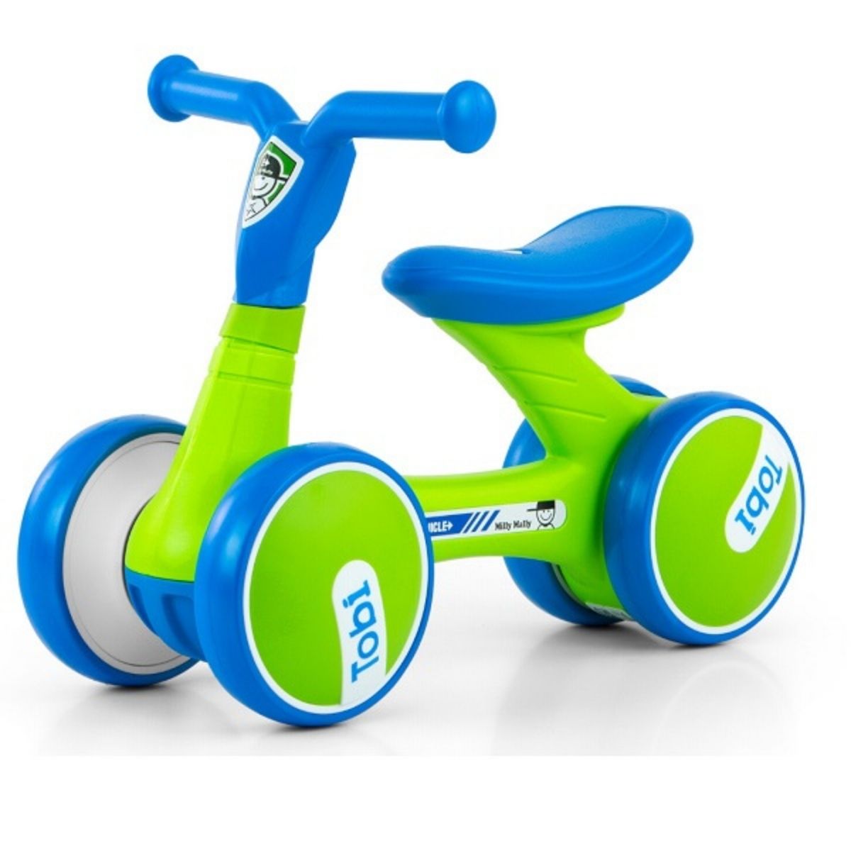 Bicicleta fara pedale pentru copii Ride-On Tobi, Blue Green, Milly Mally