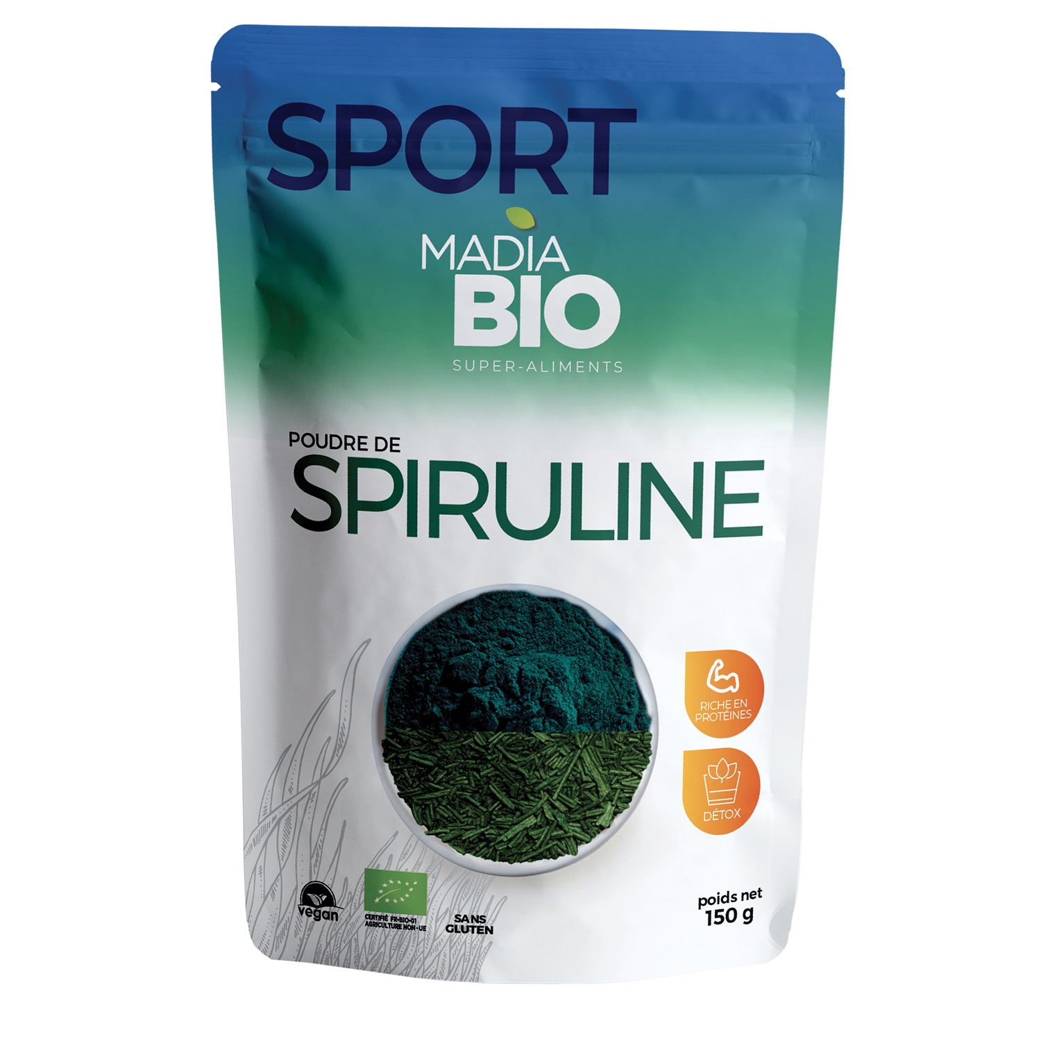 Pulbere de Spirulina, 150 g, Madia Bio