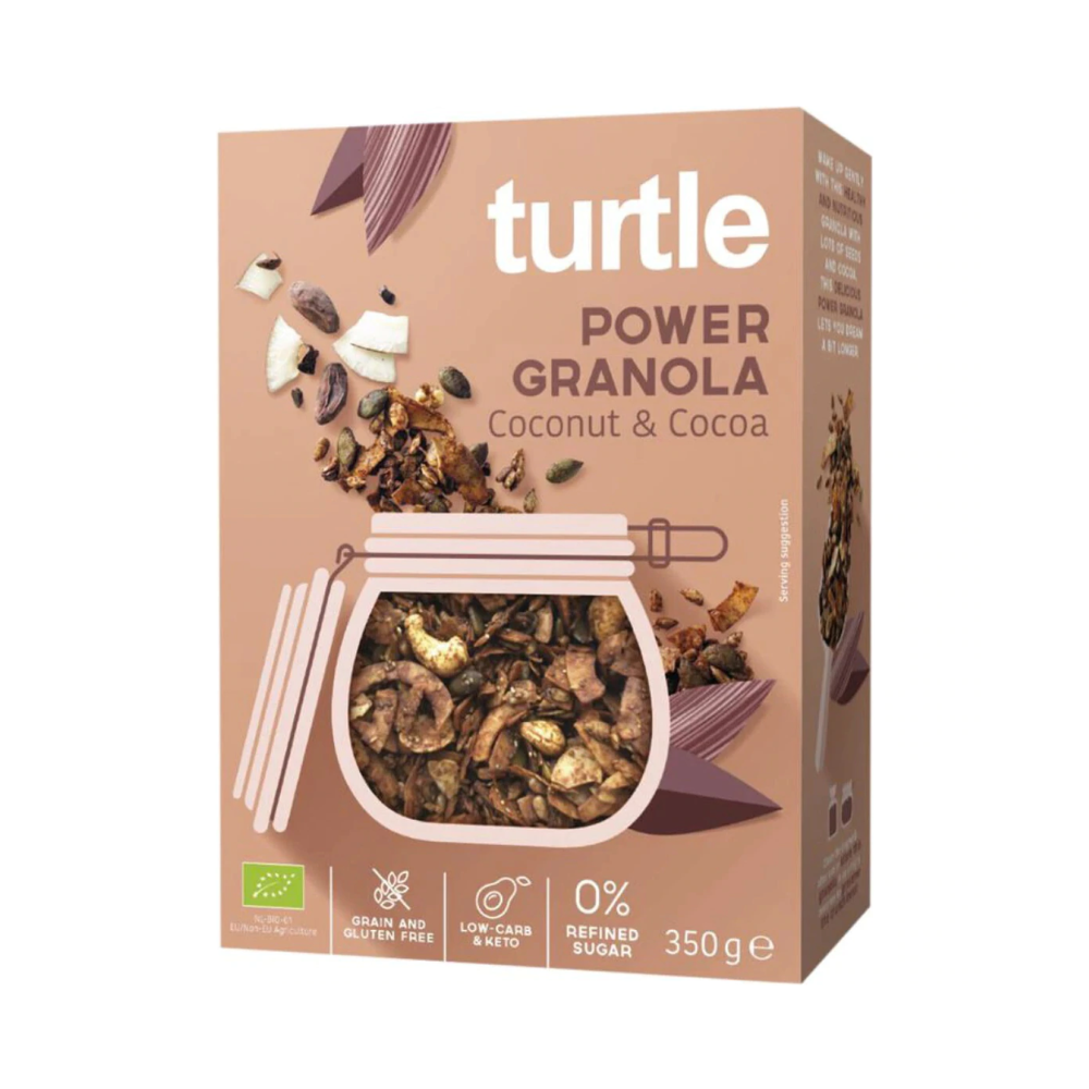 Granola Bio cu nuca de cocos si cacao, 350 g, Turtle