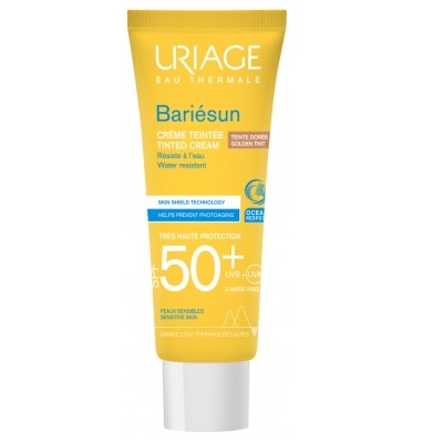 Crema colorata pentru protectie solara SPF50+ Bariesun, 50 ml, gold, Uriage