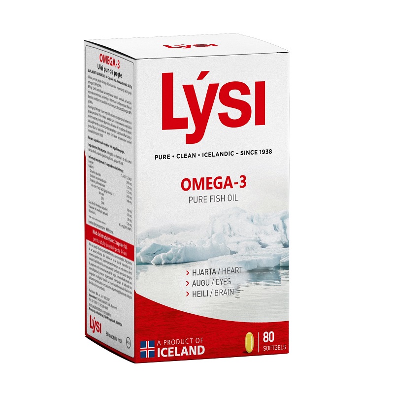 Omega 3 cu ulei pur de peste, 80 capsule, Lysi