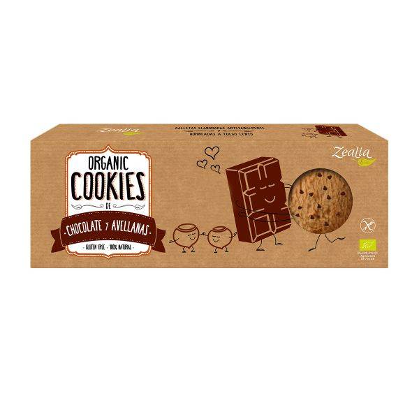 Cookies fara gluten cu ciocolata si alune de padure, 135 g, Zealia Bio
