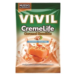 Bomboane fara zahar cu aroma de alune si caramel Creme Life, 110 g, Vivil