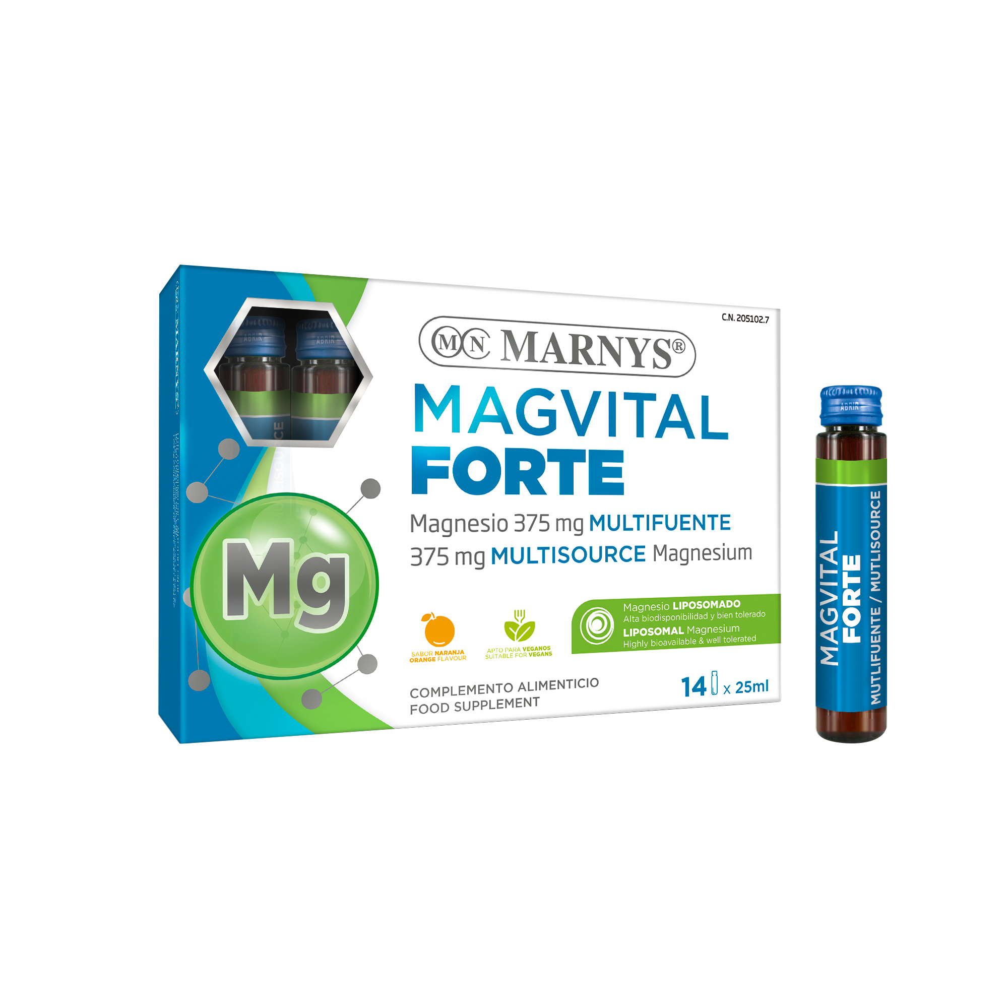 Supliment alimentar Magvital Forte, 14 fiole x 25 ml, Marnys