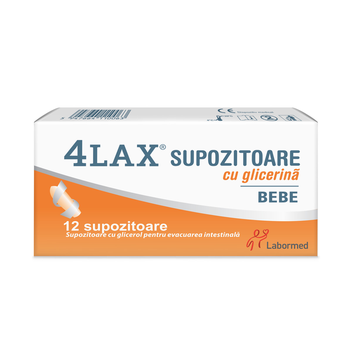4Lax Supozitoare cu glicerina Bebe, 12 bucati, Labormed