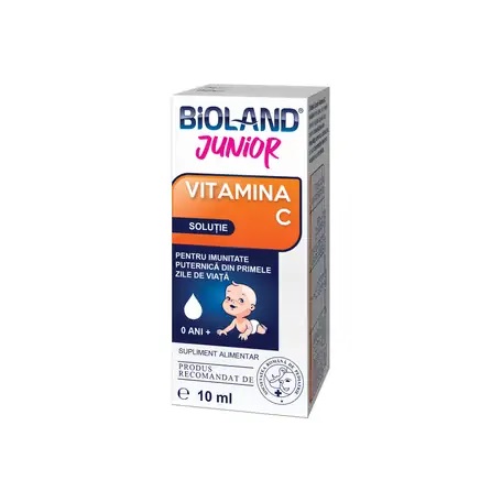 Solutie orala picaturi Vitamina C, +0 luni, 10 ml, Bioland Junior