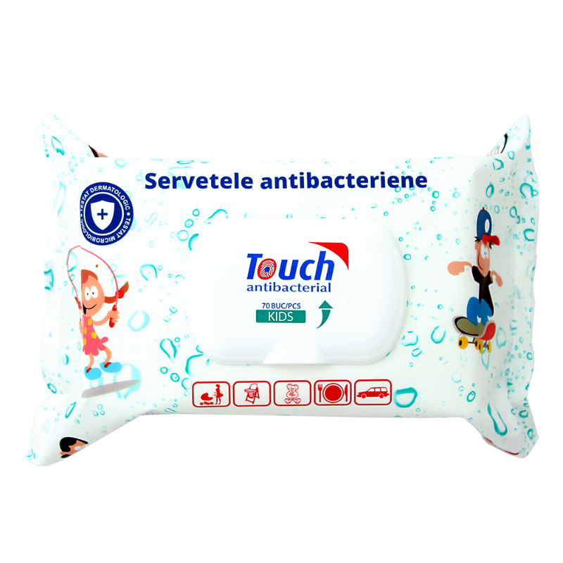 Servetele umede antibacteriene Kids, 70 bucati, Touch