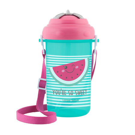 Cana cu pai din silicon Flip-Top So Cool, 400 ml, Pink