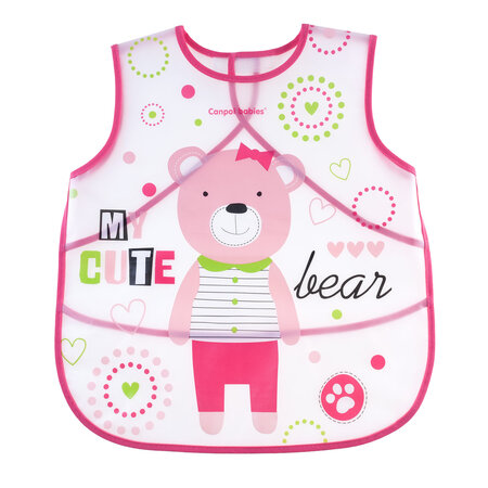 Baveta impermeabila Bear, Pink, Canpol Babies