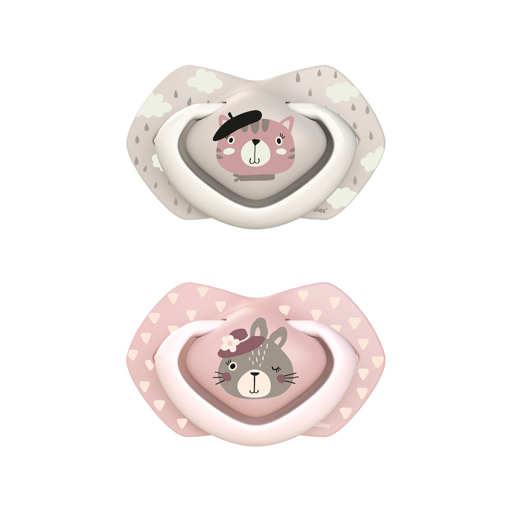 Suzeta simetrica din silicon Bonjour Paris, 6-18 luni, 2 bucati, Pink, Canpol Babies