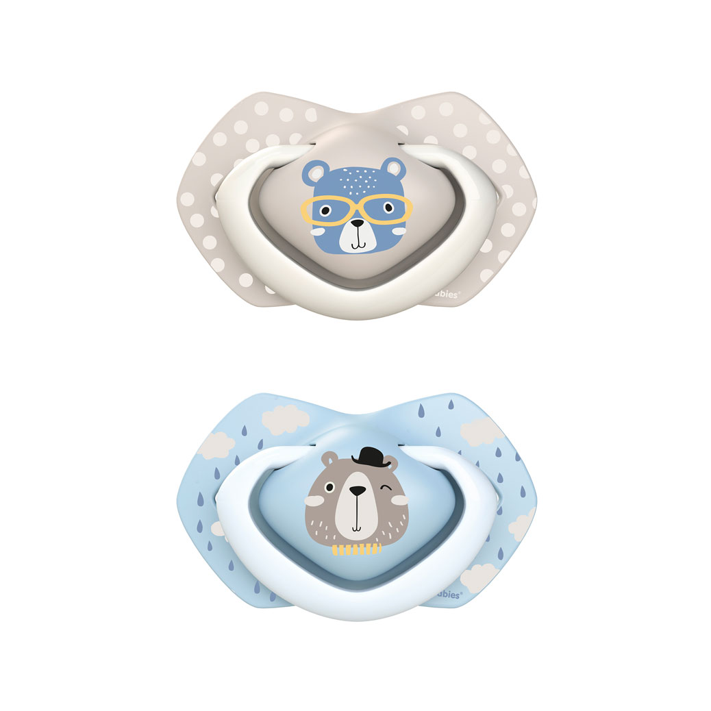 Suzeta simetrica din silicon Bonjour Paris, 6-18 luni, 2 bucati, Blue, Canpol Babies