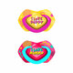 Suzeta simetrica din silicon Neon Love, 0-6 luni, 2 bucati, Pink, Canpol Babies 504985